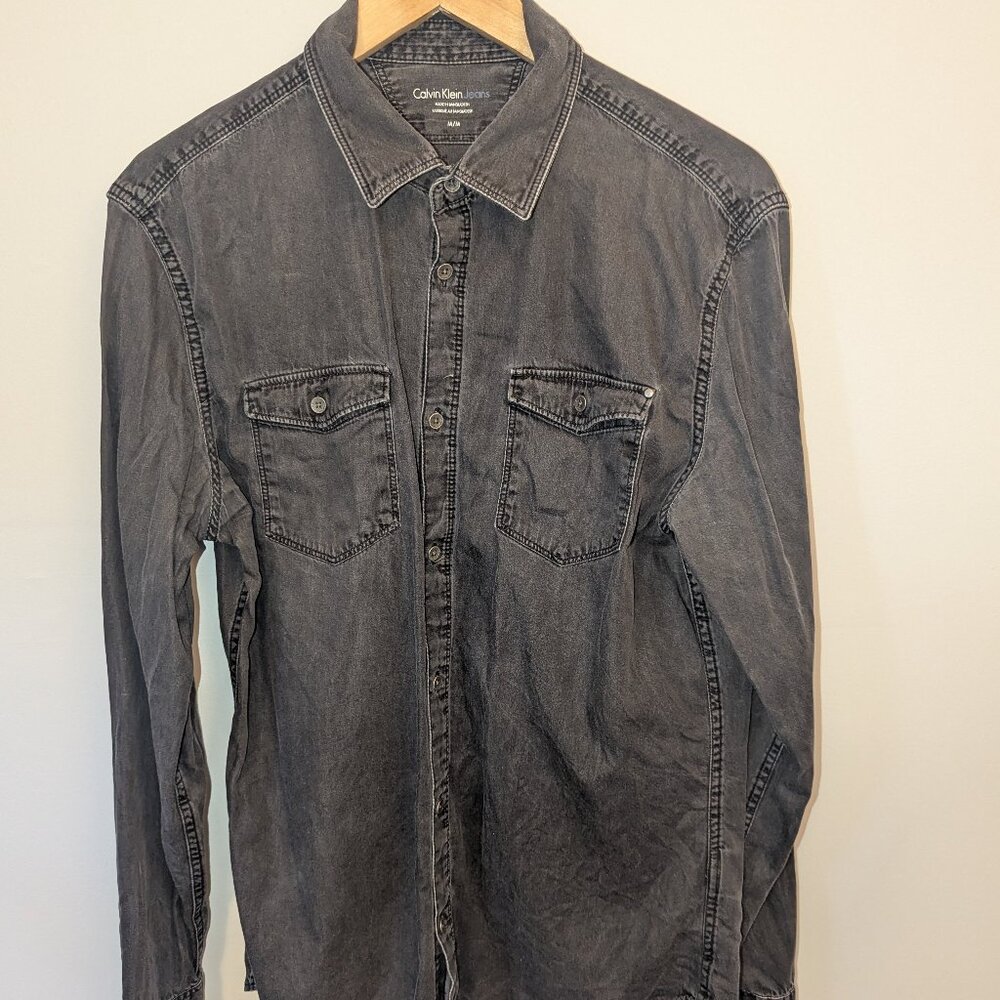 Men's Calvin Klein Black Denim Button-Up
